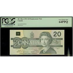 1991 $20 BC-58aA EIX-No serifs PCGS UNC64