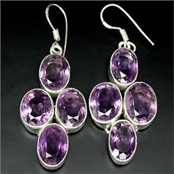 99ct Deluxe Top Purple Amethyst Sterling Big Earrings   (JEW-1853)