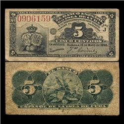 1896 Cuba 5 Centavos Hi Grade Note (CUR-05828)