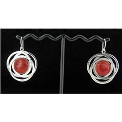 Sterling Red Coral Earrings (JEW-1385)