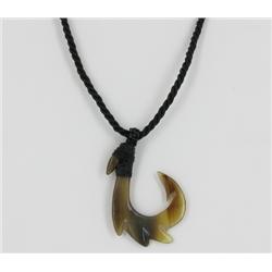 Rare White Buffalo Horn Hawaiian Fishhook Pendant Choker (JEW-1412)