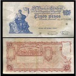 1959 Argentina 5 Peso Note High Grade (CUR-05549)