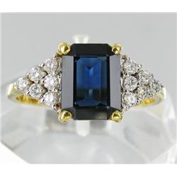 2.3ct Top Ceylon Blue Sapphire VVS & .22ct VVS White Dimond 18k Gold Ladies Ring (JEW-1769)