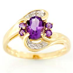 1.70Ct Natural Amethyst & Diamond Yellow 9K Gold Ring (JEW-9140X)