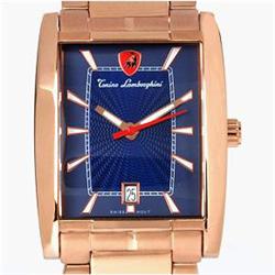 New Lamborghini Swiss Movement Tank Style18k/SS Watch Retail $2795 (WAT-136)