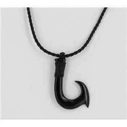 Rare Buffalo Horn Hawaiian Fishhook Pendant Choker (JEW-1414)
