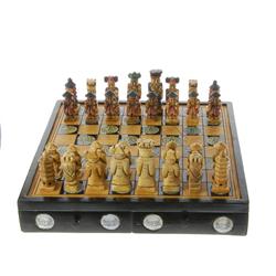 Hand Painted Marble Chess Set Wooden Box (CLB-273)