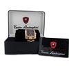 Image 3 : New Lamborghini Swiss Movement Chrono Tank Style18k/SS Watch Retail $2795 (WAT-144)