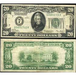 1928 $20 Federal Reserve Chicago Note Crisp Circulated Scarce (CUR-06237)