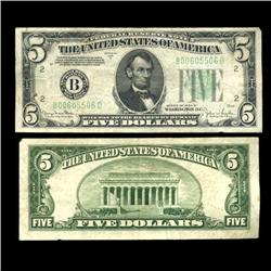 1934D $5 Federa1 Reserve Note Hi Grade RARE (COI-4720)