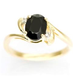 1.72Ct Black Sapphire & Genuine Diamond 9K Gold Ring (JEW-9164X)