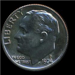 1974S Roosevelt Dime Graded PR70 CAM Great Iridescent Toning (COI-6401)