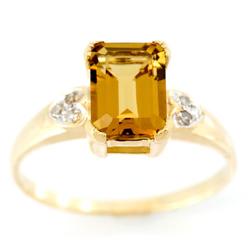 2.51Ct Natural Champagne Quartz & Diamond 9K Gold Ring (JEW-9184X)