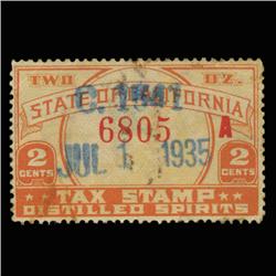 1930s US CA 2c Distilled Spirits Revenue Stamp NICE (STM-0549)