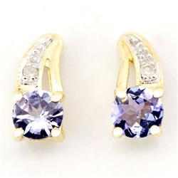 0.72Ct Natural Tanzanite & Diamond 9K Gold Earrings (JEW-9159X)