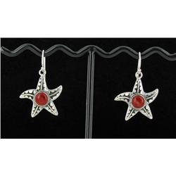 Sterling Red Coral Earrings (JEW-1389)