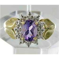 .9ct Amethyst & Diamond 10k Gold Ladies Ring (JEW-1778)