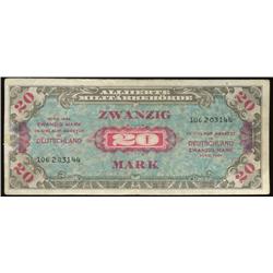 1944 Germany WW2 Allied Military 20 Mark RARE Hi Grade (COI-1334)