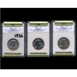 1980P D & S Anthony Dollar Coin Graded GEM Set of 3 (COI-6936)