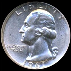 1961 Washington 25c Silver Quarter Coin Graded GEM (COI-6843)