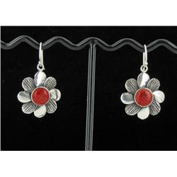 Sterling Red Coral Earrings (JEW-1388)