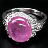 Image 2 : 30.46ct Delightful Real Top Rich Pink Ruby & CZ Sterling Ring   (JEW-1854)