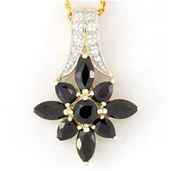 2.80Ct Black Sapphire & 10 Diamond 9K Gold Pendant (JEW-9085X)