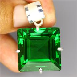 81.15ct Sterling Pendant Baguette Top Green Amethyst  (JEW-1796)