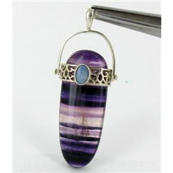 57ct Natural Rainbow Flourite Sterling Pendant (JEW-1729)