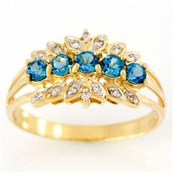 1.14Ct London Blue Topaz & 14 Diamond 9K Gold Ring (JEW-9151X)