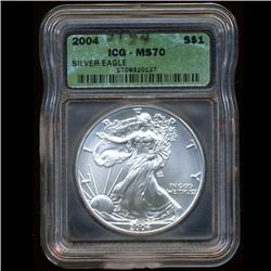 2004 Eagle $1 Silver Coin MS70 ICG   (COI-3154)