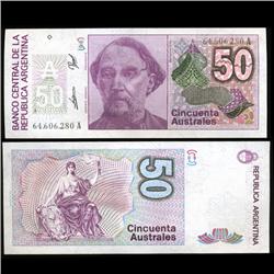 1989 Argentina 50 Australes Note Crisp Uncirculated RARE (CUR-05566)