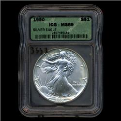 1990 Silver Eagle ICG Top Graded (COI-3537)