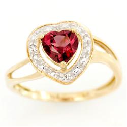 1.15Ct Heart Rhodolite & Diamond 9K Gold Ring (JEW-9126X)