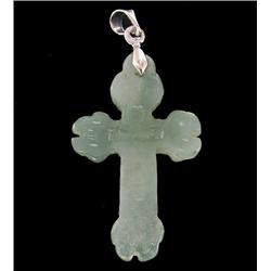 17.66ct Imperial Burma Jadeite Cross w/Sterling (JEW-2044)