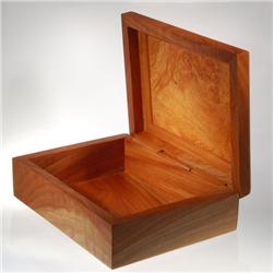 Inlaid Burl Box Handmade of Rare Afzelia Wood (DEC-001)