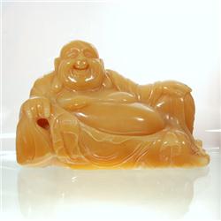 Yellow Jade Seated Laughing Buddha (CLB-127)