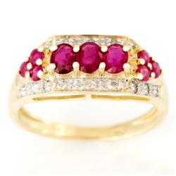 1.50Ct Natural Ruby & 18 Genuine Diamond Ring 9K Gold (JEW-9016X)