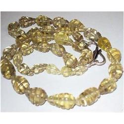 185 Natural Hand Carved Lemon Citrine Beads Necklace (JEW-1809)