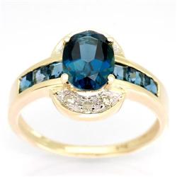 2.60Ct London Blue Topaz & Diamond Ring Yellow 9K Gold (JEW-9035X)