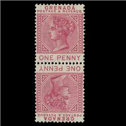 1883 Grenada 1p Postage Stamp Mint Tete-beche Pair RARE w/ Varieties (STM-0593)