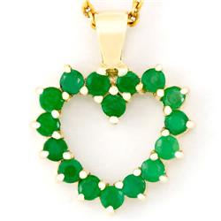 1.12Ct Genuine Natural Emerald 9K Gold Pendant (JEW-9049X)