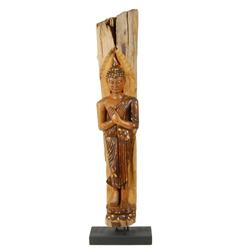 Hand Carved Teak Buddha on Teak Log (CLB-234)