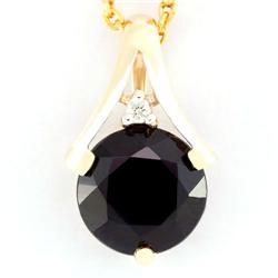 2.50Ct Huge Black Sapphire & Diamond 9K Gold Pendant (JEW-9134X)