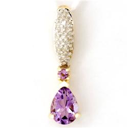 0.93Ct Natural Amethyst & Diamond 9K Gold Pendant (JEW-9058X)