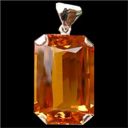 172.70ct Yellow Citrine Emerald White Gold Vermeil Pendant  (JEW-1861)