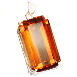 112.57ct Sterling Pendant Emerald Top Orange Citrine (JEW-1845)