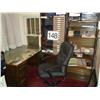 Desk with  Chair , office supplies, cabinet shelves