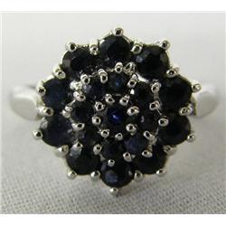 Silver Black Sapphire Ring