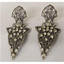 Estate Rhinestone Clip On Earrings